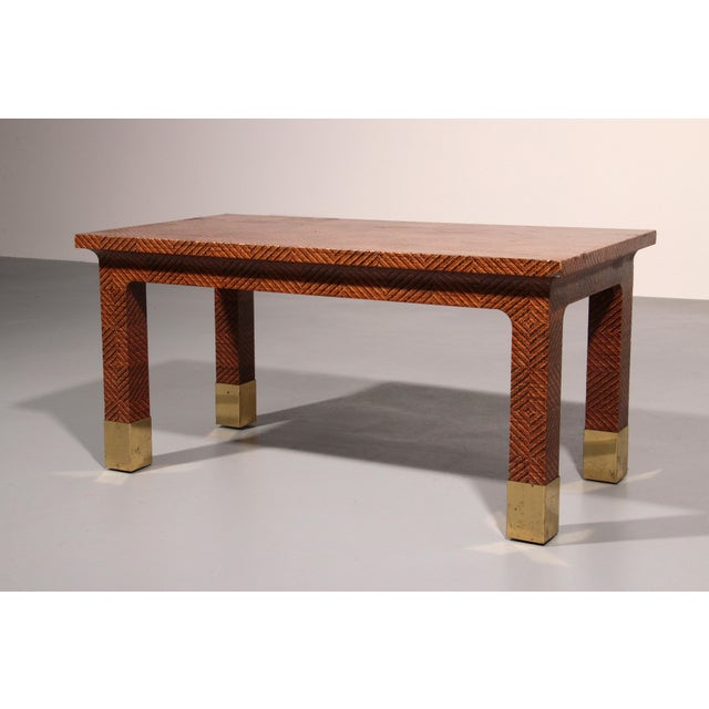 Rectangle Wood and Brass Coffee Table from Harrison Van Horn, 1970s For Sale - Image 6 of 9