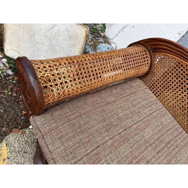 Antique British Anglo Indian Carved Mahogany Cane Seat and Back Settee For Sale - Image 10 of 18