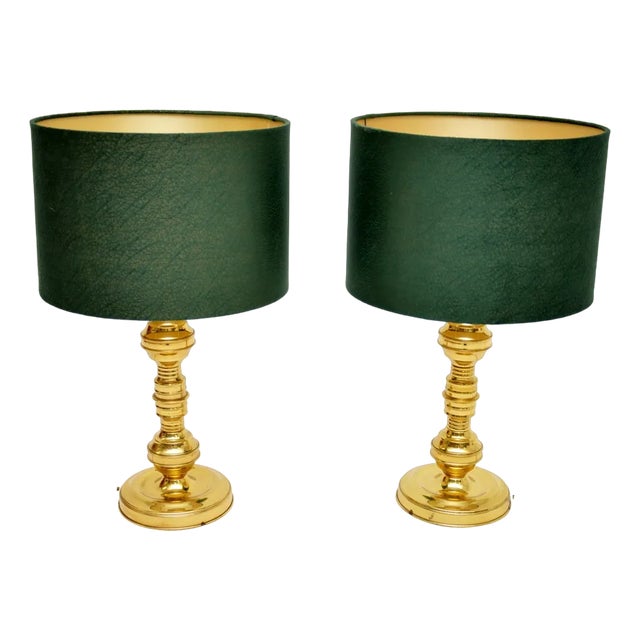 Vintage Brass Table Lamps, 1970s, Set of 2 For Sale