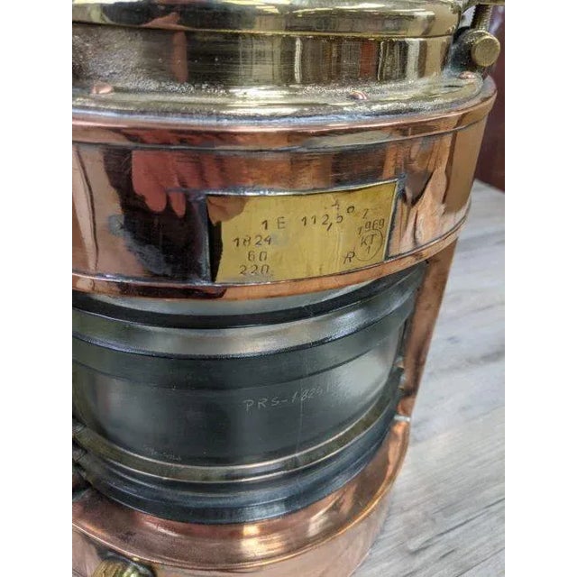 Nautical Vintage Starboard Fresnel Lens Running Light With Green Glass Insert For Sale - Image 3 of 9