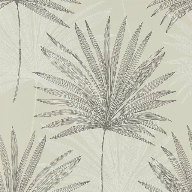 Harlequin Mitende Wallpaper in Pewter/Chalk For Sale
