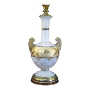 Table Lamp Glass Urn Vase Antique Bohemian Moser Gold Leaves