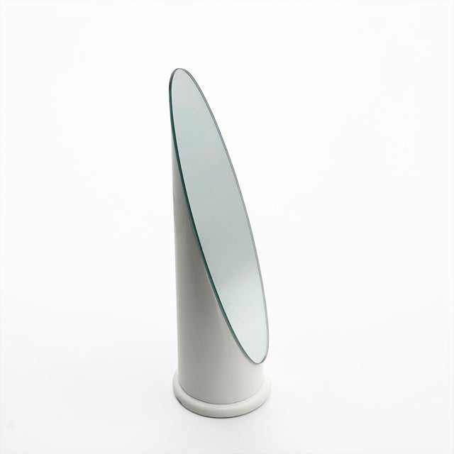 White Lipstick Table Mirror, Italy, 1970s For Sale - Image 6 of 14