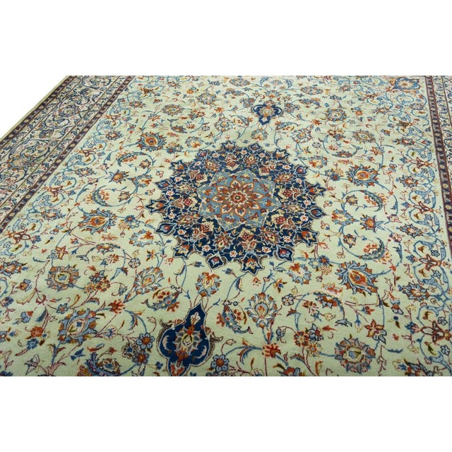 2000 - 2009 Hand-Knotted Kashan Rug in Cork Wool, 2000s For Sale - Image 5 of 13