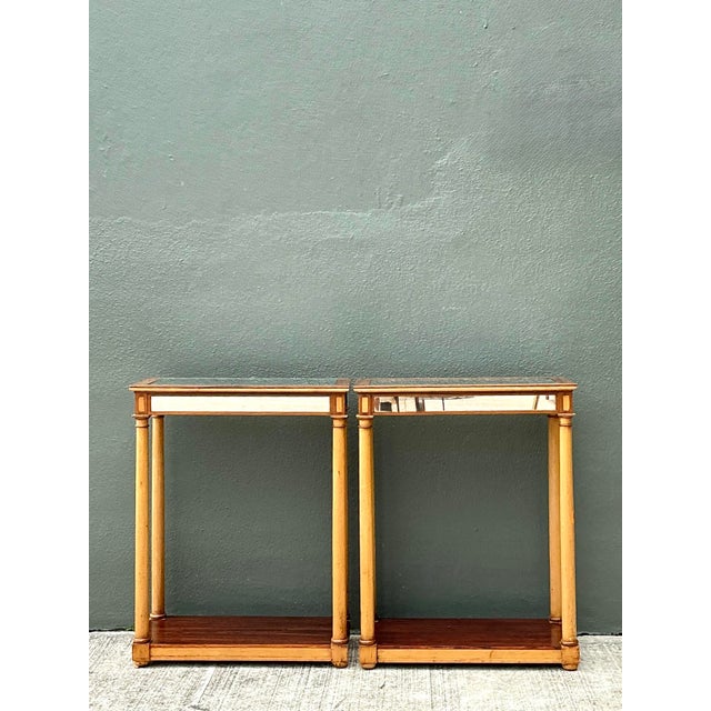 Mid 20th Century Vintage Inset Mirror Aide Tables - A Pair For Sale - Image 5 of 12