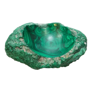 Vintage Malachite Ashtray Vide Poche Trinket Dish With Green Swirl Details 1960s