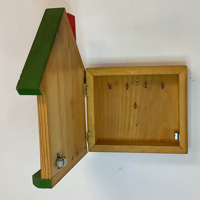 Vintage Arts and Crafts Danish Style Hand Painted Wooden House Key Hook