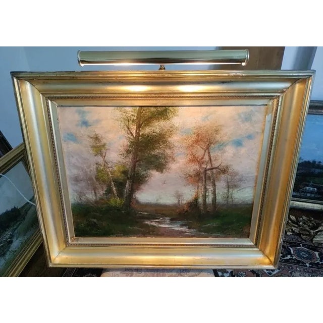 Antique Impressionist Fine Quality Landscape Painting, Signed H.Landis Dated 1908 Lower Right in Gold Gilt Original Frame...