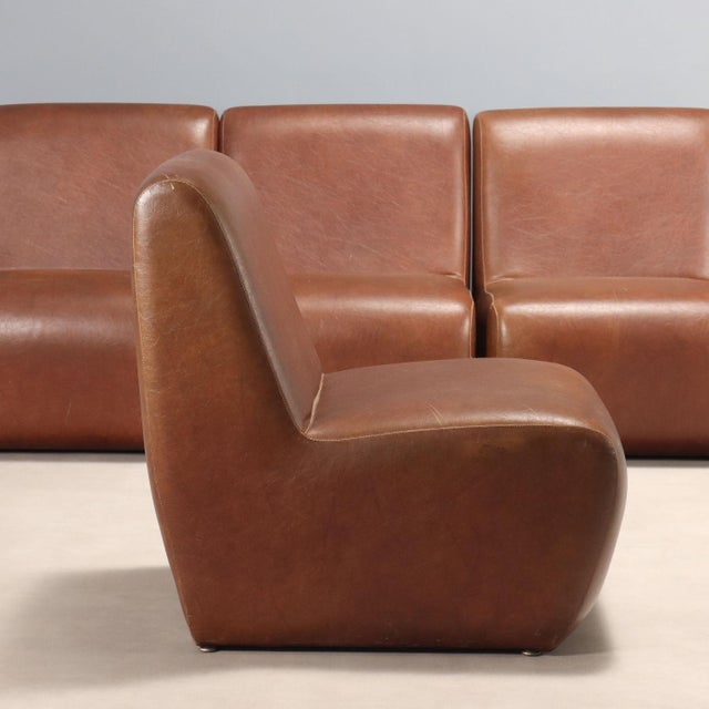 Vintage Modular Armchairs in Leatherette, Italy, 1970s, Set of 4 For Sale - Image 4 of 11