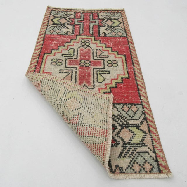 Mid-Century Modern Vintage Mini Rug For Sale - Image 3 of 4