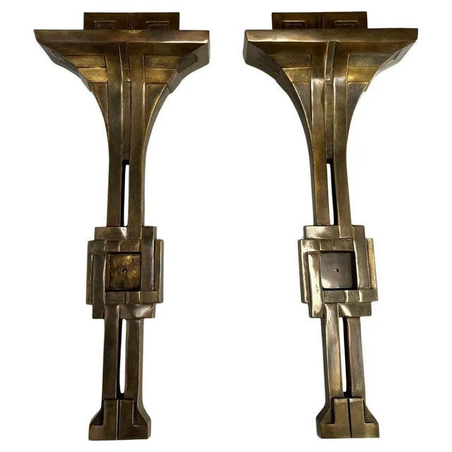 Gold Italian Art Deco Style Wall Lamps in Bronze by Banci, 1970s, Set of 2 For Sale - Image 8 of 8