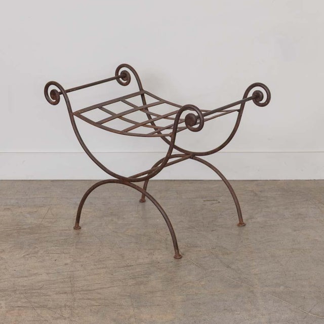 1920s 1920s French Iron Curule Stool For Sale - Image 5 of 11