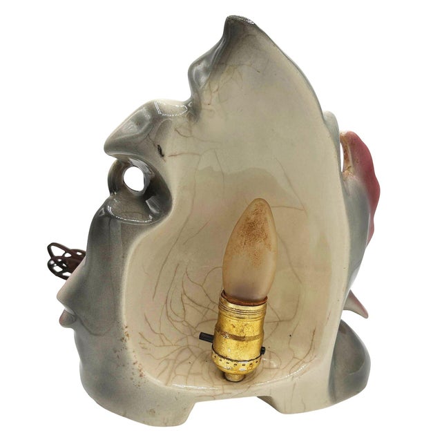 1950s Mid-Century California Pottery Ceramic Pink Swan Leaf Tv Table Lamp For Sale - Image 4 of 7