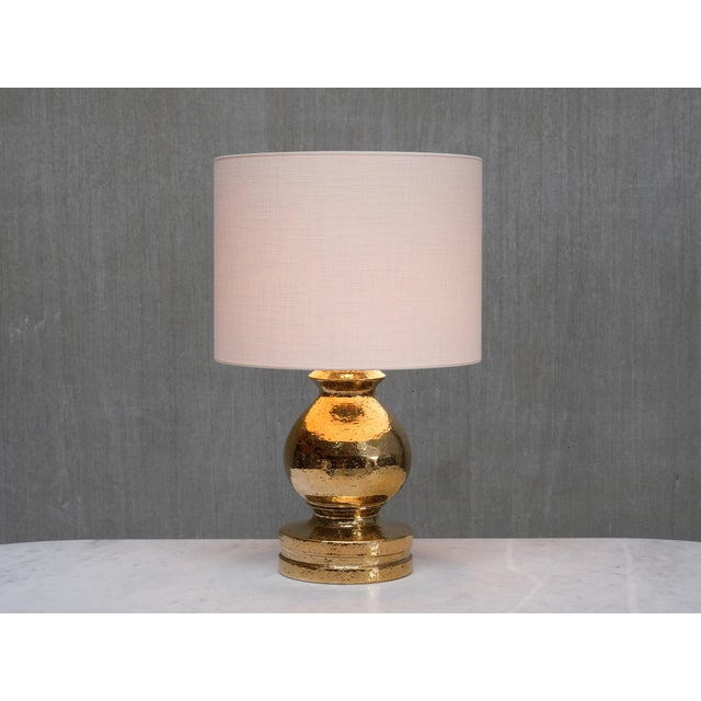 Gold Glazed Ceramic Table Lamps by Aldo Londi for Bitossi for Luxus Vittsjö, 1970s, Set of 2 For Sale - Image 10 of 13