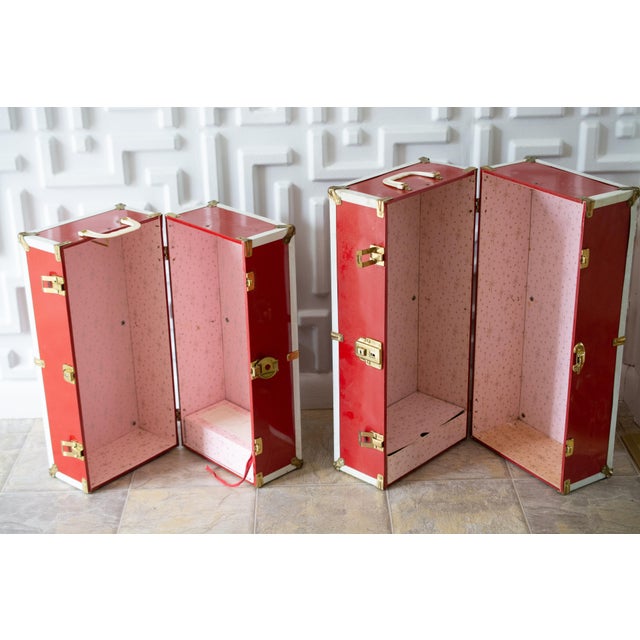 1950s 1950s Glossy Red Stacking Trunks - a Pair For Sale - Image 5 of 10