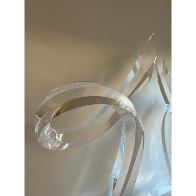 Plastic 1970s Abstract Ribbon Lucite Sculptures- a Pair For Sale - Image 7 of 11