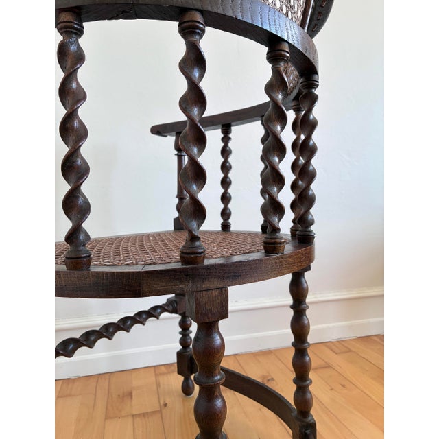 Brown Edwardian Barley Twist Armchair With Cane, English, Early 20th Century For Sale - Image 8 of 16