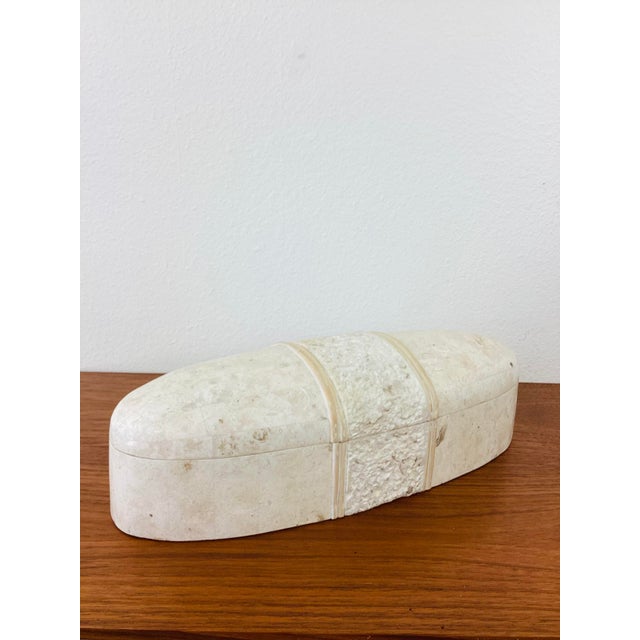 1980s Vintage 1980s Tessellated Stone & Reed Oval Lidded Box / Maitland Smith Style For Sale - Image 5 of 10