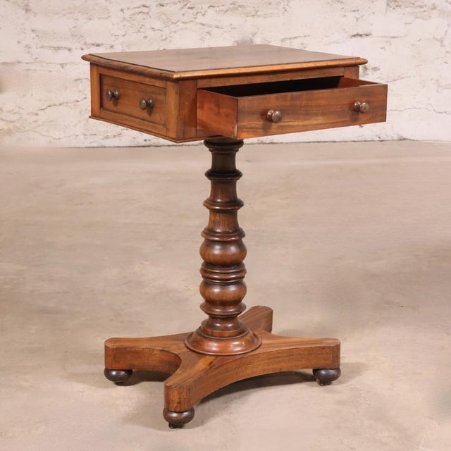 English 19th Century Walnut English Tea Table With Drawer For Sale - Image 3 of 5