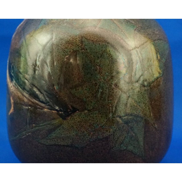 Futurist Majolica Ceramic Vase with Bas-Relief Bird by Bruno Baratti, Italy, 1920s For Sale - Image 13 of 18