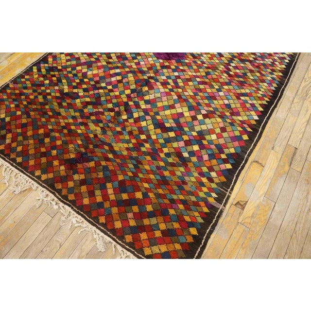 Early 20th Century 1930s Multicolor Diamond Antique Jerusalem Rug 4'11" X 7' Handknotted Wool Carpet For Sale - Image 5 of 6