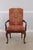 Queen Anne Pair of Henredon Mahogany Tapestry Upholstered Open Armchairs For Sale - Image 3 of 17