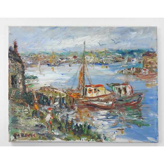 Late 20th Century Impressionist Harbor Scene Painting For Sale In Seattle - Image 6 of 7