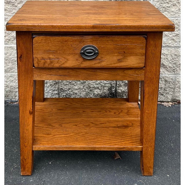 Farmhouse Broyhill Attic Heirlooms Farmhouse Oak Side Table For Sale - Image 3 of 12