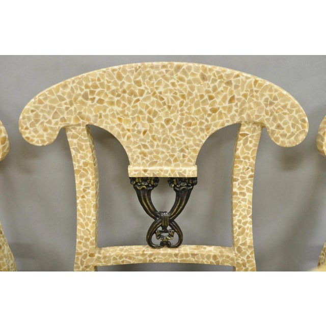 Enrique Garcel Late 20th Century Enrique Garcel Tessellated Stone Inlay Regency Style Dining Chairs - Set of 6 For Sale - Image 4 of 12