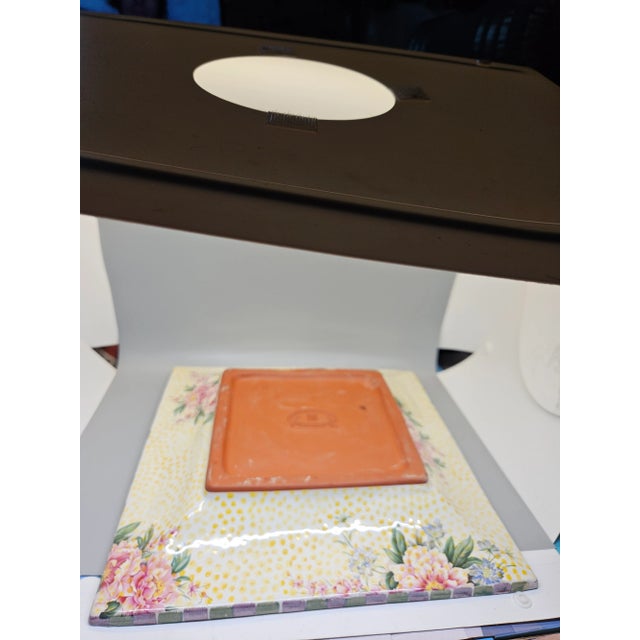 Shabby Chic Vintage MacKenzie-Childs Torquay Kelp and Urchin Clay Ceramic 12 " Platter /Tray For Sale - Image 3 of 5