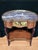 Mid-Century Louis XV style wood kidney shaped end table with brass accents and embellishments with marble top, in original...
