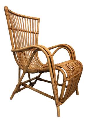 Vintage Natural Rattan Armchair, 1970s