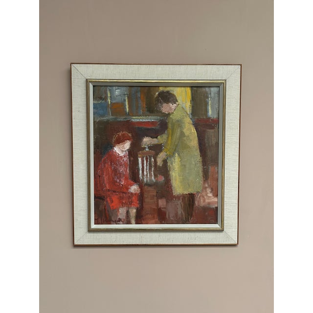 Ingeborg Strangell, Conversation, 1960s, Oil on Canvas, Framed For Sale - Image 7 of 18