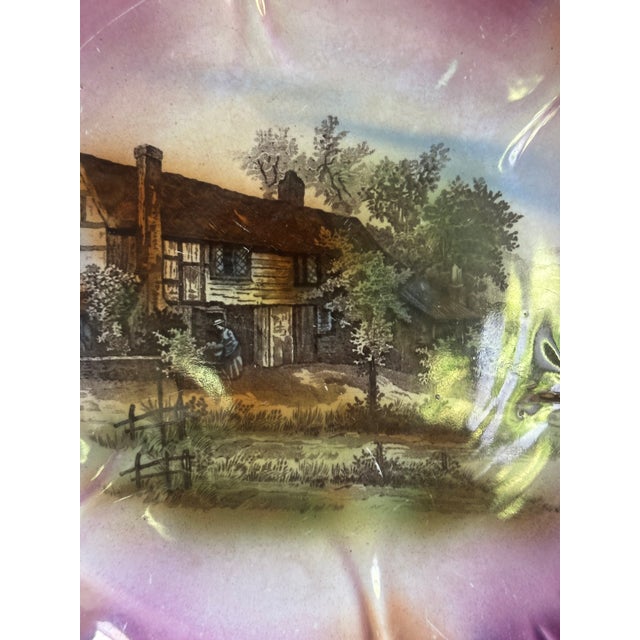 Antique Franz Anton Mehlem Bonn Germany 11" Diameter Porcelain Decorative Plate Scallop Edges Landscape Scene For Sale - Image 12 of 18