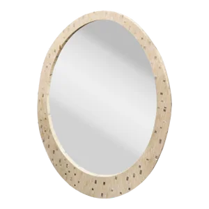 Ron Seff Egg Form Bone & Mother of Pearl Inlaid Mirror