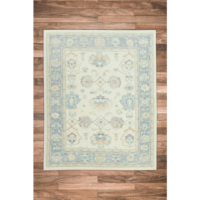 21st Century Handwoven Wool Turkish Oushak Pastel Grey Oriental Rug 9'x 11'6" #15029 This modern fine woven Turkish Oushak...