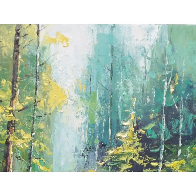 Original Oil Landscape, a Stream in the Pine Forest For Sale - Image 4 of 5