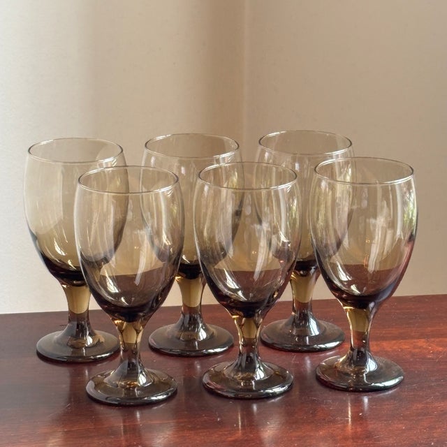 Mid-Century Modern Mid-20th Century Libbey Mocha Glass Goblets — Set of 6 For Sale - Image 3 of 10