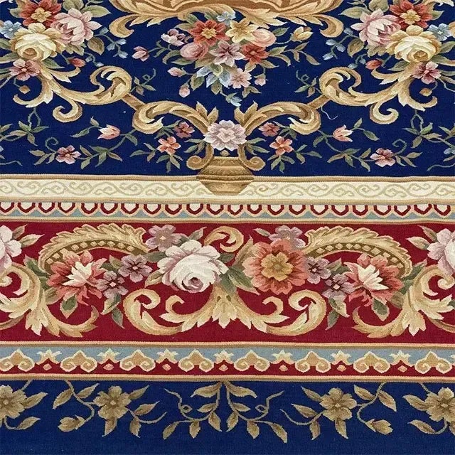 Textile 1990s Handwoven French Style Aubusson Area Rug 9’0″ X 12’0″ For Sale - Image 7 of 12