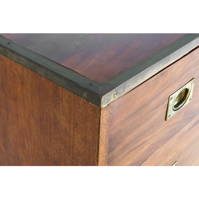 Brown English Mahogany Campaign Chest With Brass Hardware For Sale - Image 8 of 14
