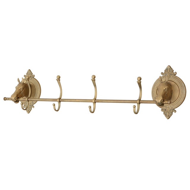 Vintage Brass Metal Hall Coat and Hat Rack with Horses, 1960s For Sale - Image 6 of 6