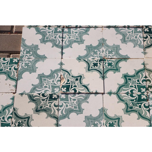 Antique 1920s Set of 78 Antique Large Art Deco Geometric Floral Tiles Portuguese For Sale - Image 13 of 18
