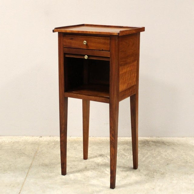 Wood Italian Directoire Bedside Table in Walnut For Sale - Image 7 of 11