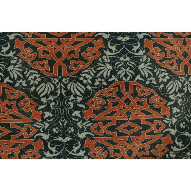 Traditional Vintage Hereke Runner Rug in Teal With Orange Arabesque Medallions | Rug & Kilim For Sale - Image 3 of 8