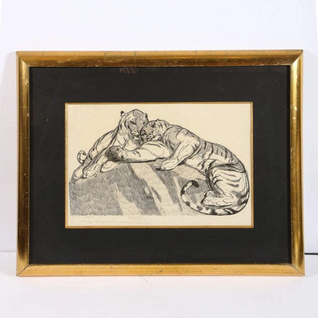 Art Deco Paul Jouve Tigers Au Repose (Tigers Resting) Circa 1930 For Sale - Image 3 of 9