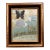 1970’s Original Abstract Collage/Painting Butterfly in Landscape Vintage Faux Bamboo Frame For Sale