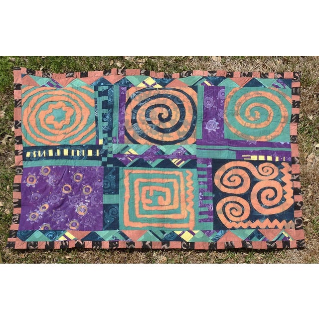 Vintage Artist Made Abstract Art Quilt For Sale - Image 11 of 11