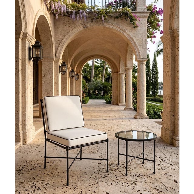 Vintage Mid-Century Style Black Wrought Iron Outdoor Lounge Chair For Sale - Image 9 of 9