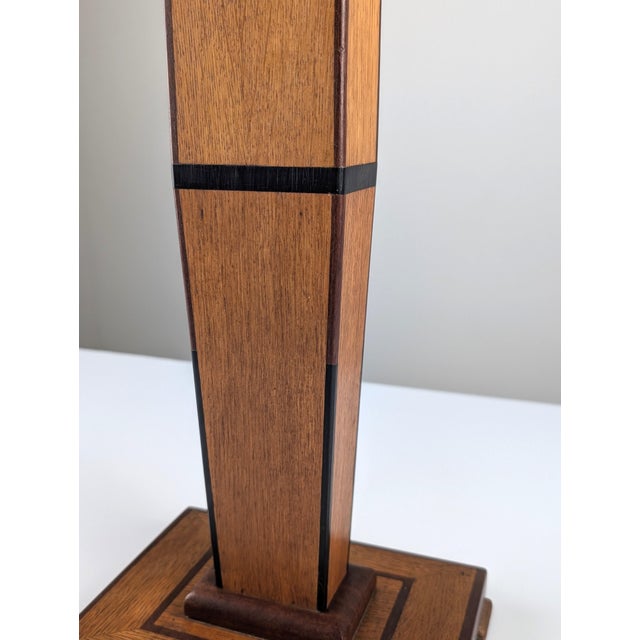 Art Deco Wooden Pedestal Column with Geometric Marquetry, France, 1920s For Sale - Image 6 of 18