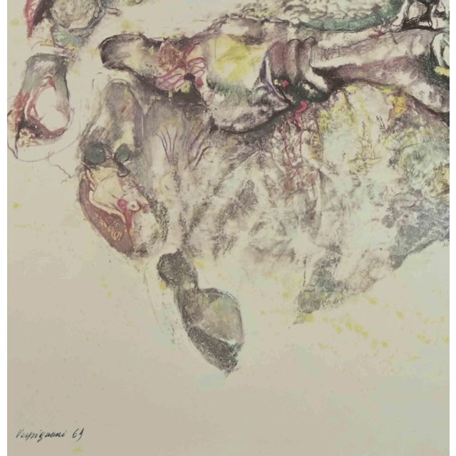 Composition is a phototype print reproducing drawing by Renzo Vespignani of the 1960s Signed on the plate lower right. The...